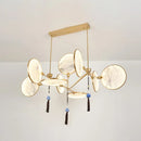 GobekUsa Circular Fan Island Lamp: Modern Acrylic LED Suspension Light with Landscape Print – Perfect for Tearooms