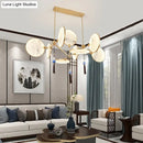 GobekUsa Circular Fan Island Lamp: Modern Acrylic LED Suspension Light with Landscape Print – Perfect for Tearooms