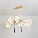 GobekUsa Circular Fan Island Lamp: Modern Acrylic LED Suspension Light with Landscape Print – Perfect for Tearooms