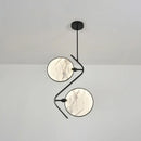 GobekUsa Circular Fan Island Lamp: Modern Acrylic LED Suspension Light with Landscape Print – Perfect for Tearooms