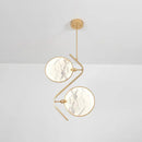 GobekUsa Circular Fan Island Lamp: Modern Acrylic LED Suspension Light with Landscape Print – Perfect for Tearooms