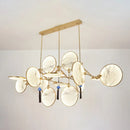 GobekUsa Circular Fan Island Lamp: Modern Acrylic LED Suspension Light with Landscape Print – Perfect for Tearooms