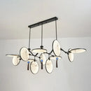 GobekUsa Circular Fan Island Lamp: Modern Acrylic LED Suspension Light with Landscape Print – Perfect for Tearooms