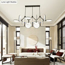 GobekUsa Circular Fan Island Lamp: Modern Acrylic LED Suspension Light with Landscape Print – Perfect for Tearooms