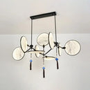 GobekUsa Circular Fan Island Lamp: Modern Acrylic LED Suspension Light with Landscape Print – Perfect for Tearooms