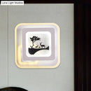 GobekUsa Modern Acrylic LED Sconce: White Wall Lamp with Deer/Feather Pattern - Perfect for Living Room