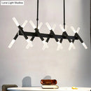 GobekUsa Modern Acrylic Tube Island Pendant Light - 16/20 Lights - Black/White/Gold - Dining Room Ceiling Lighting