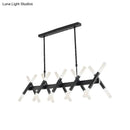 GobekUsa Modern Acrylic Tube Island Pendant Light - 16/20 Lights - Black/White/Gold - Dining Room Ceiling Lighting