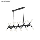 GobekUsa Modern Acrylic Tube Island Pendant Light - 16/20 Lights - Black/White/Gold - Dining Room Ceiling Lighting