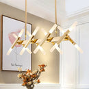 GobekUsa Modern Acrylic Tube Island Pendant Light - 16/20 Lights - Black/White/Gold - Dining Room Ceiling Lighting
