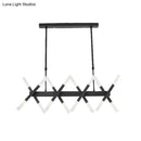 GobekUsa Modern Acrylic Tube Island Pendant Light - 16/20 Lights - Black/White/Gold - Dining Room Ceiling Lighting