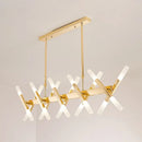GobekUsa Modern Acrylic Tube Island Pendant Light - 16/20 Lights - Black/White/Gold - Dining Room Ceiling Lighting