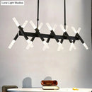 GobekUsa Modern Acrylic Tube Island Pendant Light - 16/20 Lights - Black/White/Gold - Dining Room Ceiling Lighting