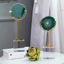 GobekUsa Crystal Base Ornaments: Agate/Fluorite Artwork, Modern Crafts Room Decor