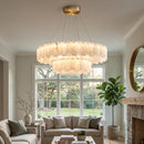 Modern Alabaster Celestial Round Chandelier