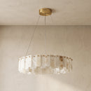 Modern Alabaster Celestial Round Chandelier