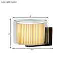 GobekUsa Modern Beige Drum Wall Lamp with Pleated Fabric Shade and Transparent Glass Shade