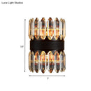 GobekUsa Modern Crystal Wall Sconce Light - Black Cylinder Block Fixture (2/4 Lights)