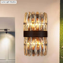 GobekUsa Modern Crystal Wall Sconce Light - Black Cylinder Block Fixture (2/4 Lights)