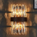 GobekUsa Modern Crystal Wall Sconce Light - Black Cylinder Block Fixture (2/4 Lights)