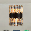 GobekUsa Modern Crystal Wall Sconce Light - Black Cylinder Block Fixture (2/4 Lights)
