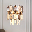 GobekUsa Modern Crystal 2-Bulb Wall Sconce in Silver for Staircase