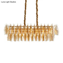 GobekUsa Modern Amber Crystal Oval Island Lamp - 6 Heads Dining Room Hanging Light Fixture