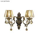 GobekUsa Modern Amber Crystal Teardrop Sconce Light Wall Mounted Lighting - Set of 2 Bulbs for Living Room