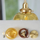 GobekUsa Amber Glass Ball LED Pendant Light, Modern Nordic Hanging Lamp for Home Decor