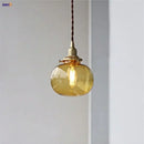 GobekUsa Amber Glass Ball LED Pendant Light, Modern Nordic Hanging Lamp for Home Decor