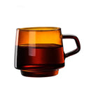 Modern amber glass coffee mug with black rim for kitchen dining room by Decorbites
