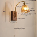 GobekUsa Glass Copper LED Wall Lamp Modern Stair Light Fixtures applique murale