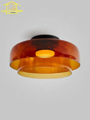 GobekUsa Glass LED Ceiling Light in Amber/Gray/Green - Modern Indoor Lighting for Various Spaces