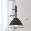 GobekUsa Amber Glass LED Pendant Lamp with Walnut Wood Accent - Modern Nordic Hanging Light