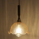 GobekUsa Amber Glass LED Pendant Lamp with Walnut Wood Accent - Modern Nordic Hanging Light
