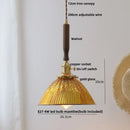 GobekUsa Amber Glass LED Pendant Lamp with Walnut Wood Accent - Modern Nordic Hanging Light