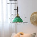 GobekUsa Amber Glass LED Pendant Lamp with Walnut Wood Accent - Modern Nordic Hanging Light