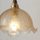 GobekUsa Amber Glass LED Pendant Lamp with Walnut Wood Accent - Modern Nordic Hanging Light