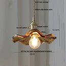 GobekUsa Amber Glass LED Pendant Lamp with Walnut Wood Accent - Modern Nordic Hanging Light