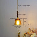 GobekUsa Amber Pendant Light: Nordic Copper Hanging Lamp for Modern Home Decor