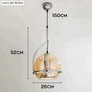 GobekUsa Amber Glass Pendant Light Ball Industrial Hanging Lamp E27 Plating Adjustable Chandelier for Kitchen Island Bedroom Hallway