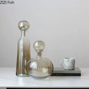 GobekUsa Amber Glass Vase Hydroponics Desk Decoration Modern Home Decor