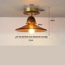 GobekUsa Amber Glass Wood LED Ceiling Light Fixture for Modern Living Room.