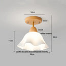 GobekUsa Amber Glass Wood LED Ceiling Light Fixture for Modern Living Room.