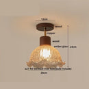 GobekUsa Amber Glass Wood LED Ceiling Light Fixture for Modern Living Room.