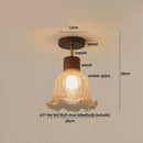 GobekUsa Amber Glass Wood LED Ceiling Light Fixture for Modern Living Room.