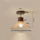 GobekUsa Amber Glass Wood LED Ceiling Light Fixture for Modern Living Room.