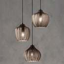 GobekUsa Amber Gray Glass Chandelier LED Light Modern Nordic Bedroom Restaurant Bar Staircase Lamp