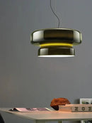 GobekUsa Amber Green Glass Pendant Light Modern Round Dining Table Decor