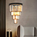 GobekUsa Modern Clear/Amber Layered Wall Light Sconce with Crystal Accents - 2-Light Wall Mounted Lamp for Living Room